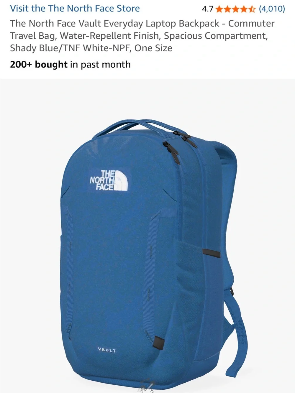 NWT! North Face Vault Everyday Laptop Backpack Commuter Travel Bag in Shady Blue